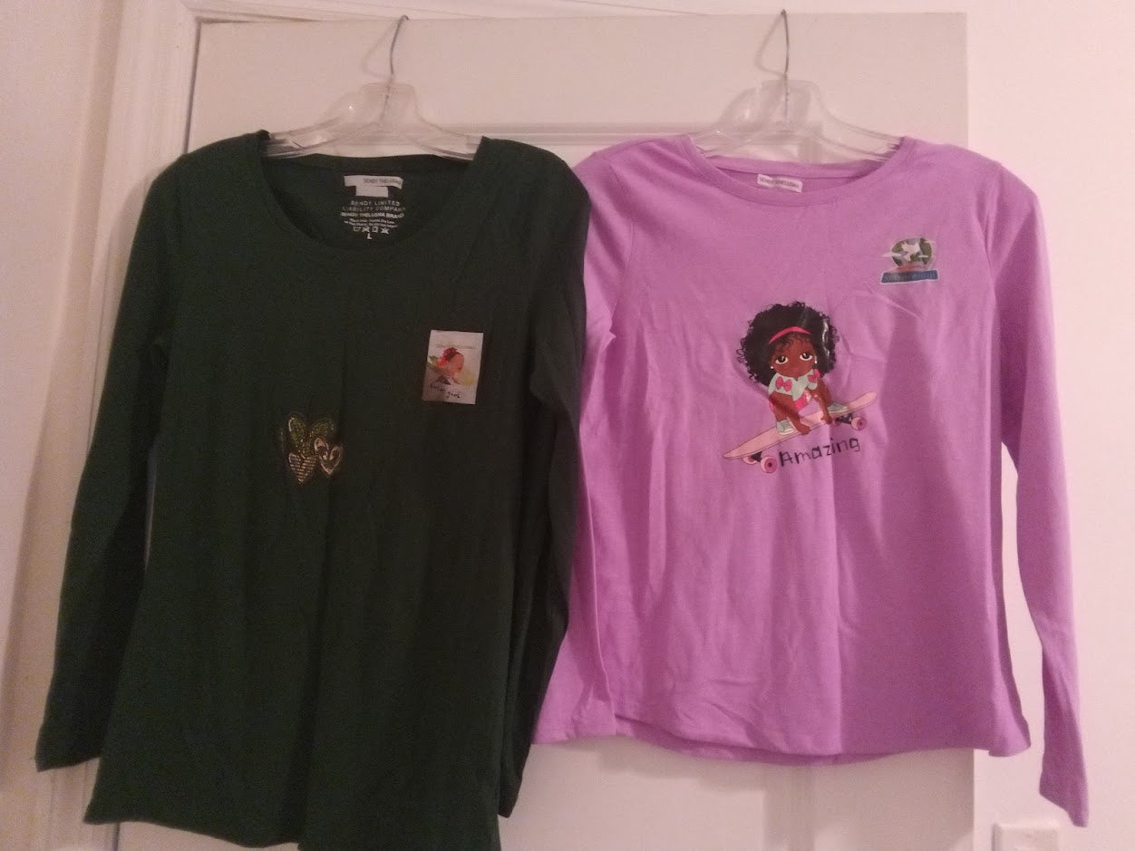 Dark Green & Light Purple Long sleeve shirt