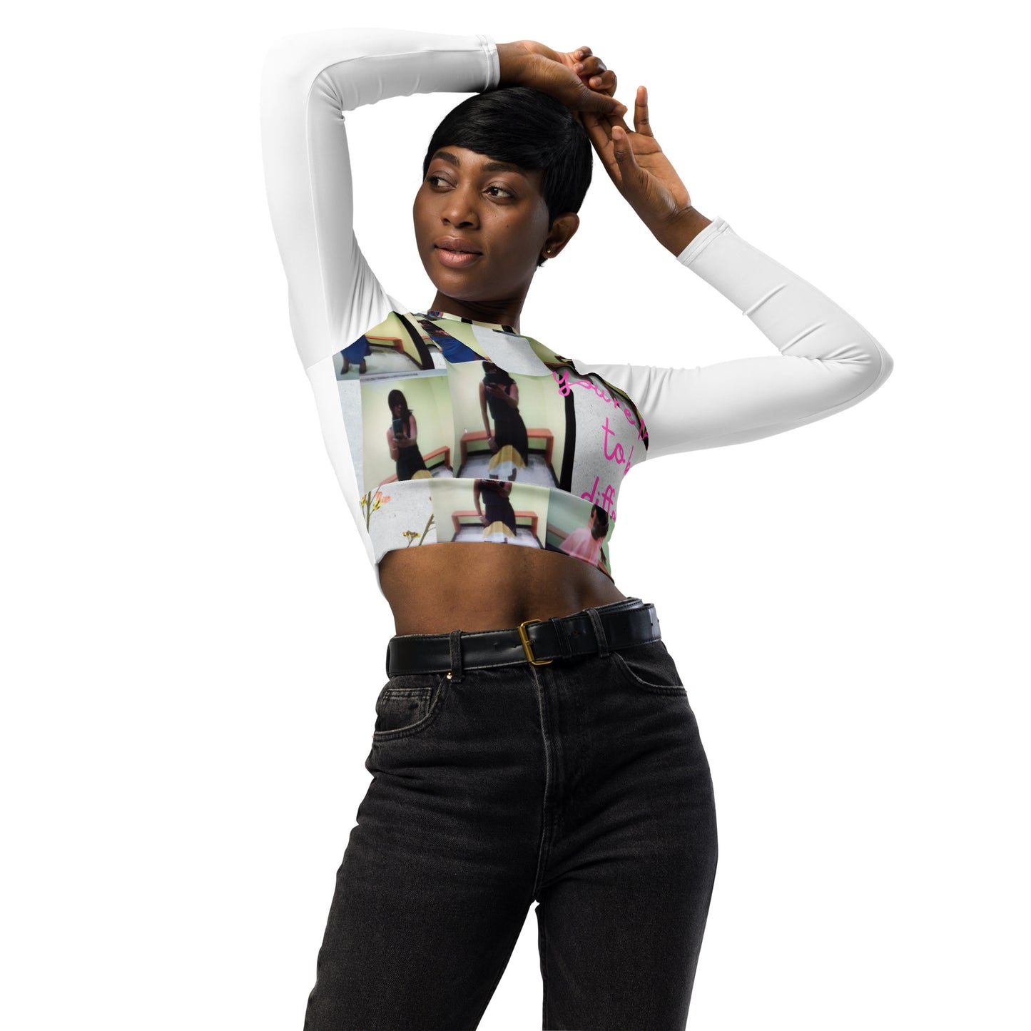 Recycled long-sleeve crop top
