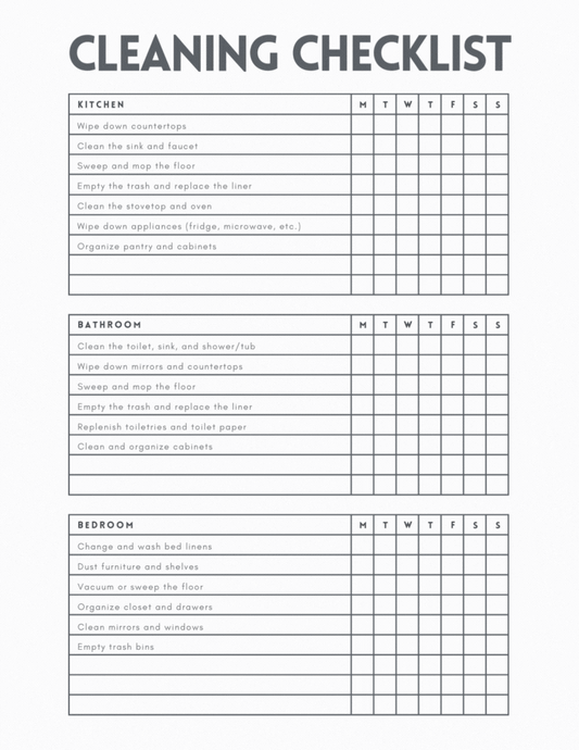 Cleaning Checklist
