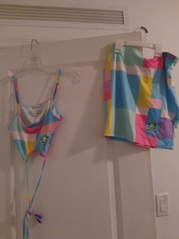 Blue with pink Skirts Outfit set