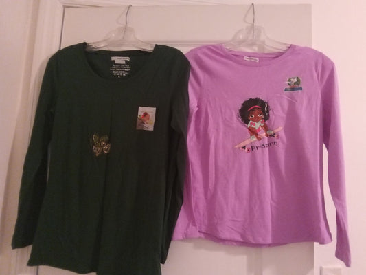 Dark Green & Light Purple Long sleeve shirt